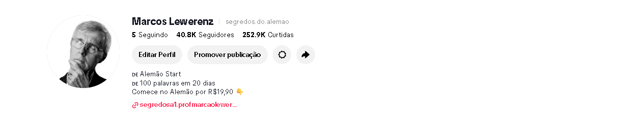 Perfil do Segredos do Alemão no TikTok